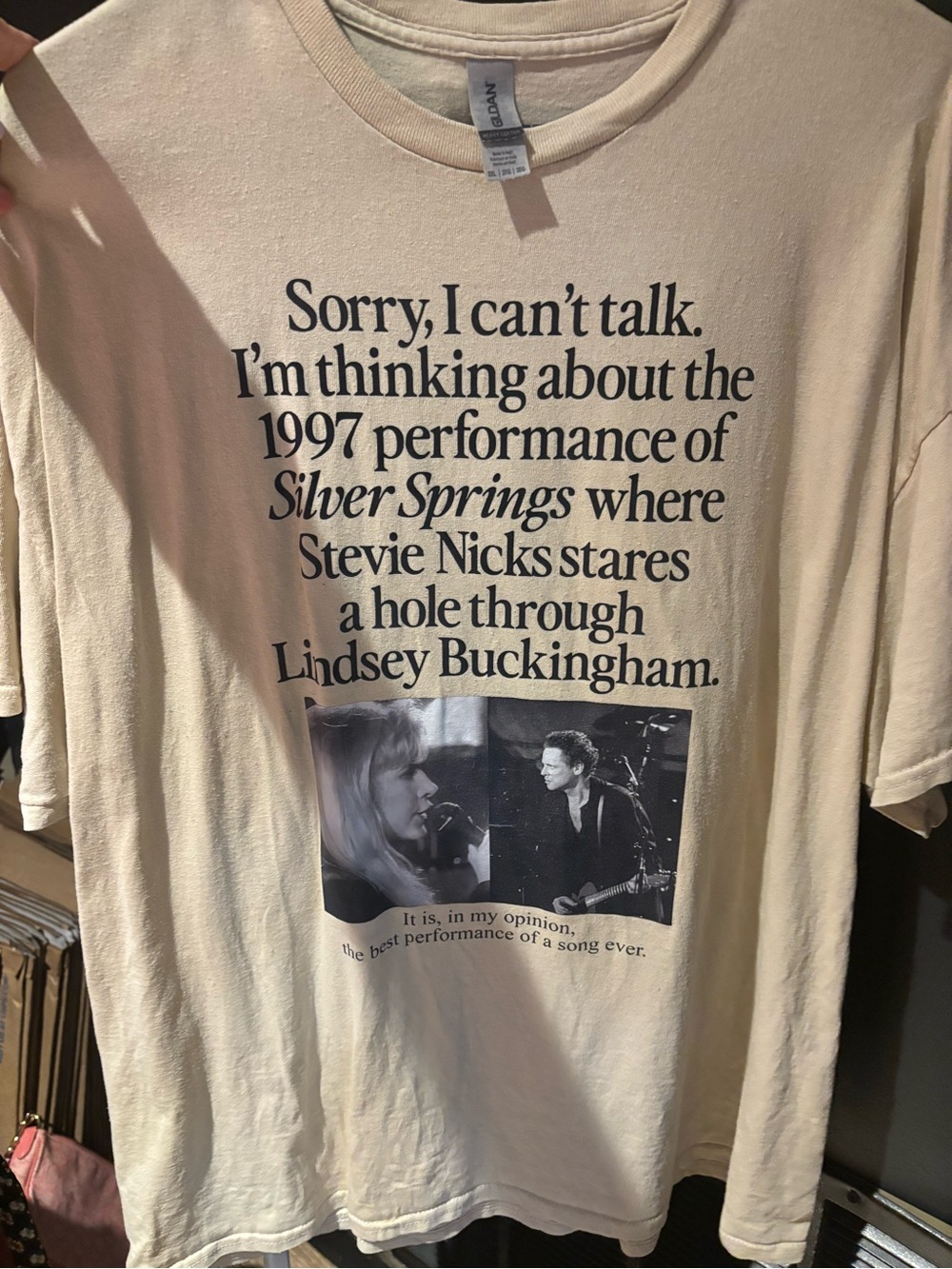Gildan Cream Graphic Tee with Black Print - Stevie Nicks / Lindsey Buckingham